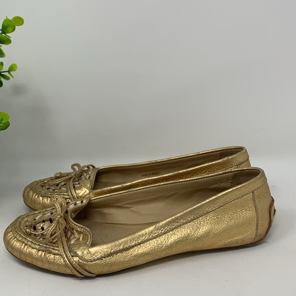 Kate Spade Gold Woven Loafers Size 7 - Picture 6 of 16